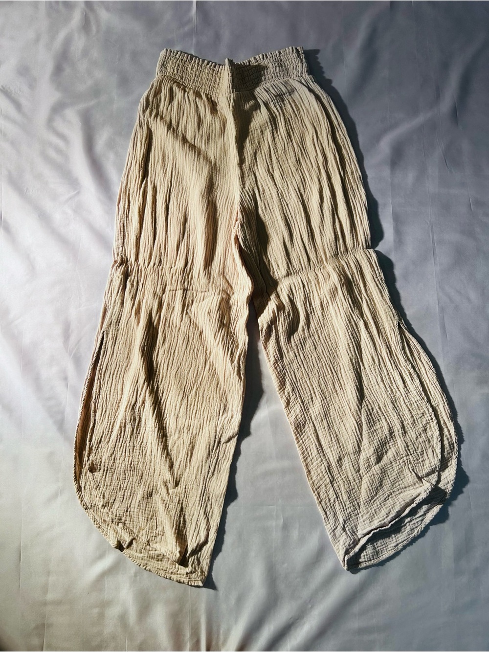 Arizona Jean Company Cream Gauze Wide-Leg Pants